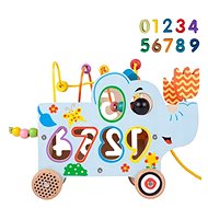 Tulimi Educational wooden elephant with wheels, labyrinth and numbers - Educational Set