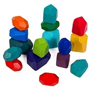 Tulimi Wooden coloured tower, Stones - 16pcs - Wooden Blocks