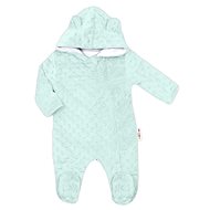Baby Nellys Minky hooded jumpsuit with ears - mint - Baby Romper