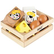 Tidlo Wooden box with dairy products and eggs - Toy Kitchen Food