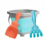 Bavytoy Folding bucket set with shovel and rakes, blue - Sand Tool Kit