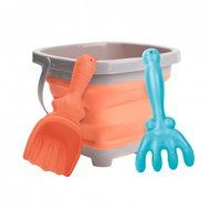 Bavytoy Folding bucket set with shovel and rakes, orange - Sand Tool Kit