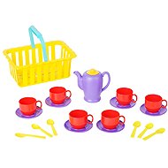 Mikrotrading Tea set in a basket - Toy Kitchen Utensils