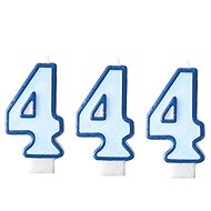 PARTYDECO Birthday candle 4, blue, 7 cm, 3 pcs - Candle Set