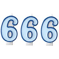 PARTYDECO Birthday candle 6, blue, 7 cm, 3 pcs - Candle Set