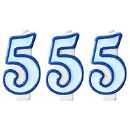 PARTYDECO Birthday candle 5, blue, 7 cm, 3 pcs - Candle Set