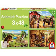 SCHMIDT Puzzle for little ones - My favourite horses 3 × 48 pieces - Jigsaw Puzzle