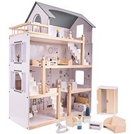 Wooden dollhouse + furniture 80 cm - Doll House