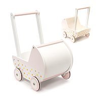 Dětský kočárek pro panenky gondola dřevěný růžový - Doll Stroller