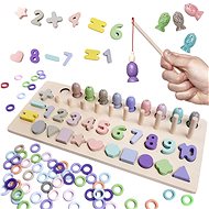 Wooden counting wheel fish catching numbers shapes - Abacus