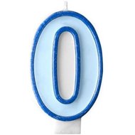 PARTYDECO Birthday candle 0, blue, 7 cm - Candle