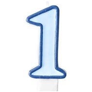 PARTYDECO Birthday candle 1, blue, 7 cm - Candle