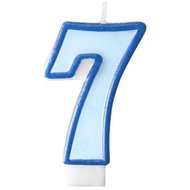 PARTYDECO Birthday candle 7, blue, 7 cm - Candle