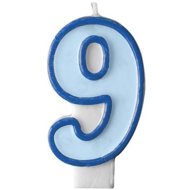 PARTYDECO Birthday candle 9, blue, 7 cm - Candle