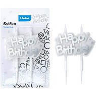 LUMA Trading Happy Birthday candle, silver - Candle Set