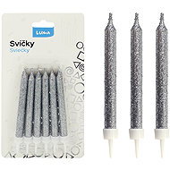 LUMA Trading glitter candle, 12 pcs, silver - Candle Set