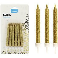 LUMA Trading glitter candle, 12 pcs, gold - Candle Set