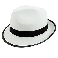 Godan Gangster Hat - White Mafioso with Black Belt - Costume Accessory