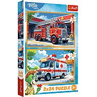 Trefl Puzzle 2×24 Pieces Fire Engine and Ambulance 2-in-1 - Jigsaw Puzzle