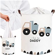 Tulimi Toy basket, closable, cotton, Trucks love Daddy, white, 43 l - Storage Box
