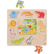 Goki Wooden shape sorter + Zoo animals puzzle - Puzzle