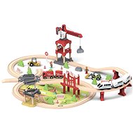 Derrson wooden train track with crane 104 pieces - Train Set