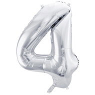 equipmentsenaparty Foil numeral silver '4' - 86 cm - Balloons