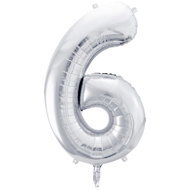 equipmentsenaparty Foil numeral silver '6' - 86 cm - Balloons