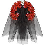 Widmann Black Halloween veil with skull and flowers - Costume Accessory