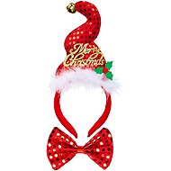 Widmann Mini Santa hat with bow tie and jingle bell - Costume Accessory