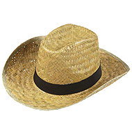Widmann Men's straw bag with black ribbon - Costume Accessory