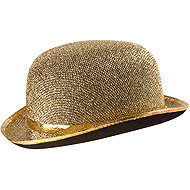 Widmann Golden hat sequin bowler hat - Costume Accessory