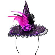 Widmann Hat with veil purple-black on headband - Costume Accessory