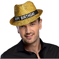Boland Birthday hat gold sequin - Costume Accessory
