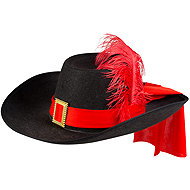 Boland Black musketeer hat with ribbon - Costume Accessory