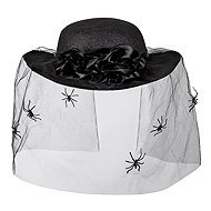 Boland Women's black hat with veil with spiders - Costume Accessory