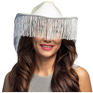 Boland Women's cowboy hat with fringe white - Costume Accessory
