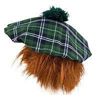 Boland Scottish beret with hair green - Costume Accessory