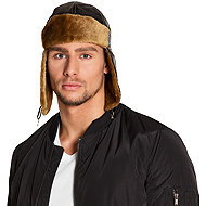 Boland Airline retro brown balaclava with fur - Costume Accessory