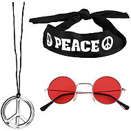 Boland Hippie headband glasses necklace set - Costume Accessory