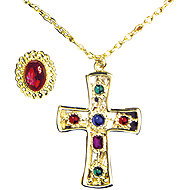 Widmann Royal set of cross and ring - Costume Accessory