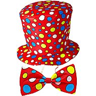 Widmann Clown set, bowler hat red - Costume Accessory