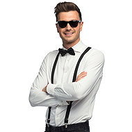 Boland Black accessory set glasses suspenders bow tie - Costume Accessory