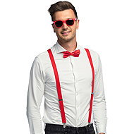 Boland Red accessory set glasses suspenders bow tie - Costume Accessory
