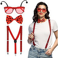 Boland Ladybug set, brace, glasses and bow tie - Costume Accessory