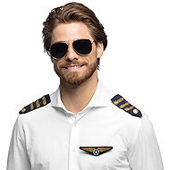 Boland Pilot set, party glasses, badge and epaulets - Costume Accessory