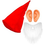 Widmann Red dwarf set, hat, beard, ears - Costume Accessory