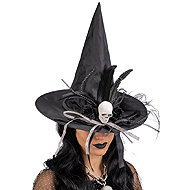 Carnival Toys Black witch hat with skull and ornaments - Wide-Brimmed Hat