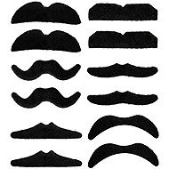 Widmann Black artificial moustache, 12 pcs - Costume Accessory