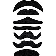 Widmann Mustache black, self-adhesive, 7 pcs - Costume Accessory